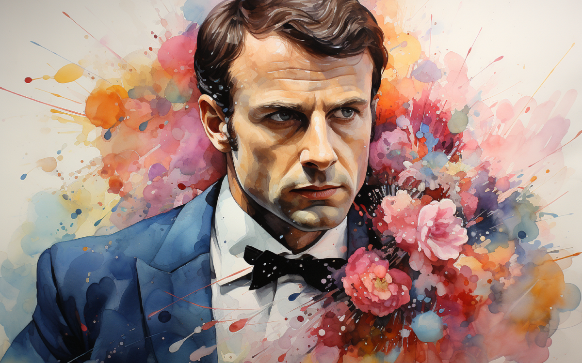 Emmanuel Macron defendendo o terrorismo